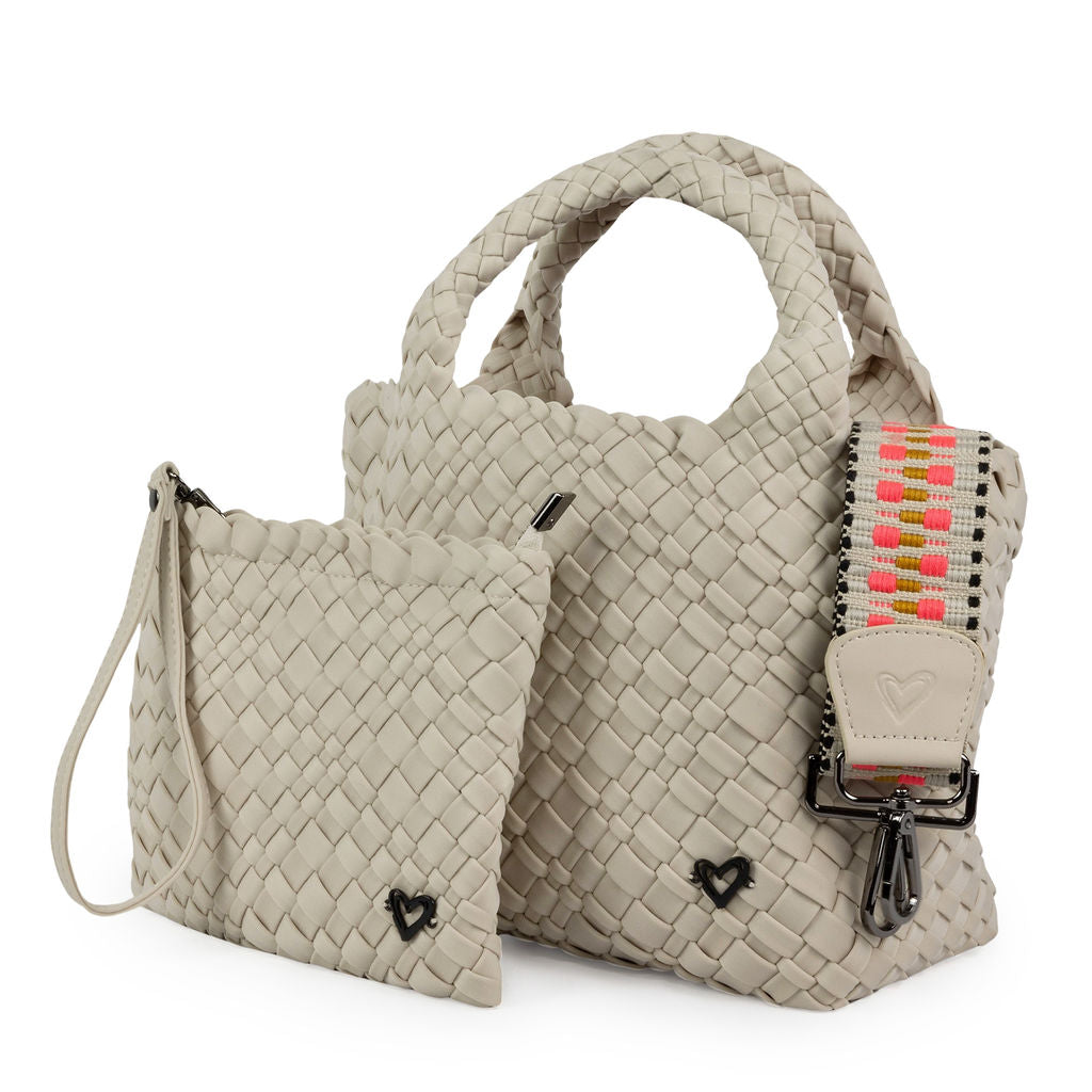 Brandon Small Woven Tote Bone