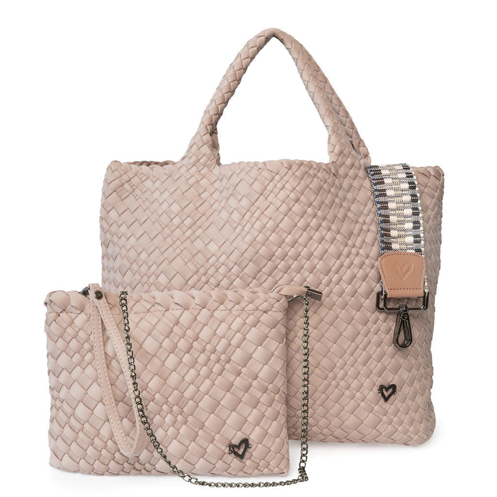 Leather weave tote bag sale