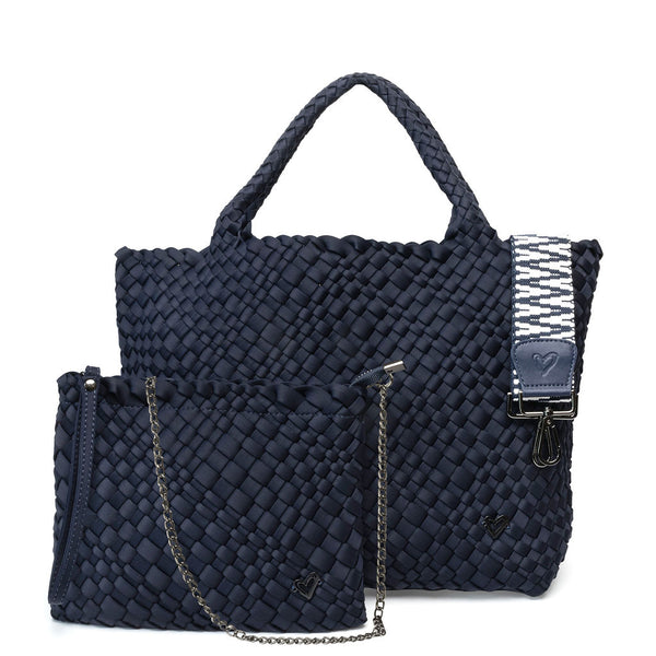 London Large Woven Tote - Navy