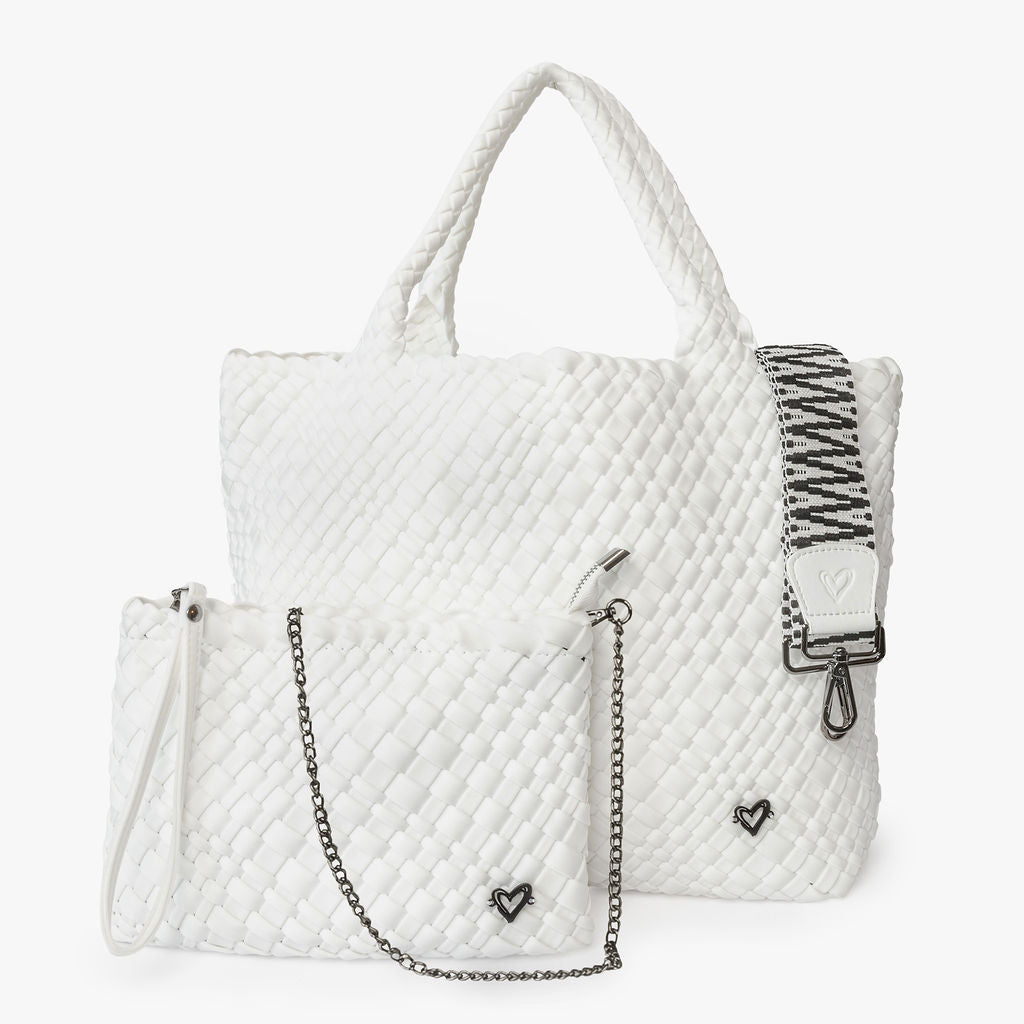 London Large Woven Tote - Polar White