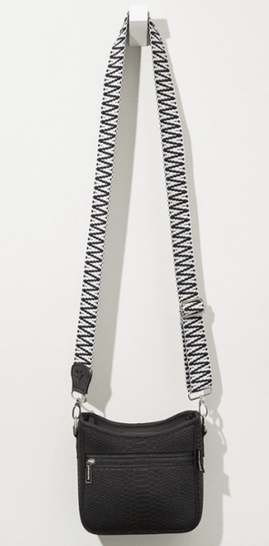 BFCM SALE: Black Croc - embossed Mini Messenger Crossbody Bag preneLOVE®