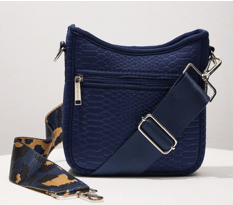 BFCM SALE: Navy Croc - embossed Mini Messenger Crossbody Bag preneLOVE®