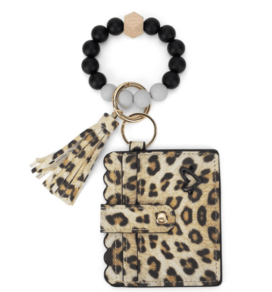 Calgary Vegan Leather Bracelet Card Case - Leopard Scalloped preneLOVE®