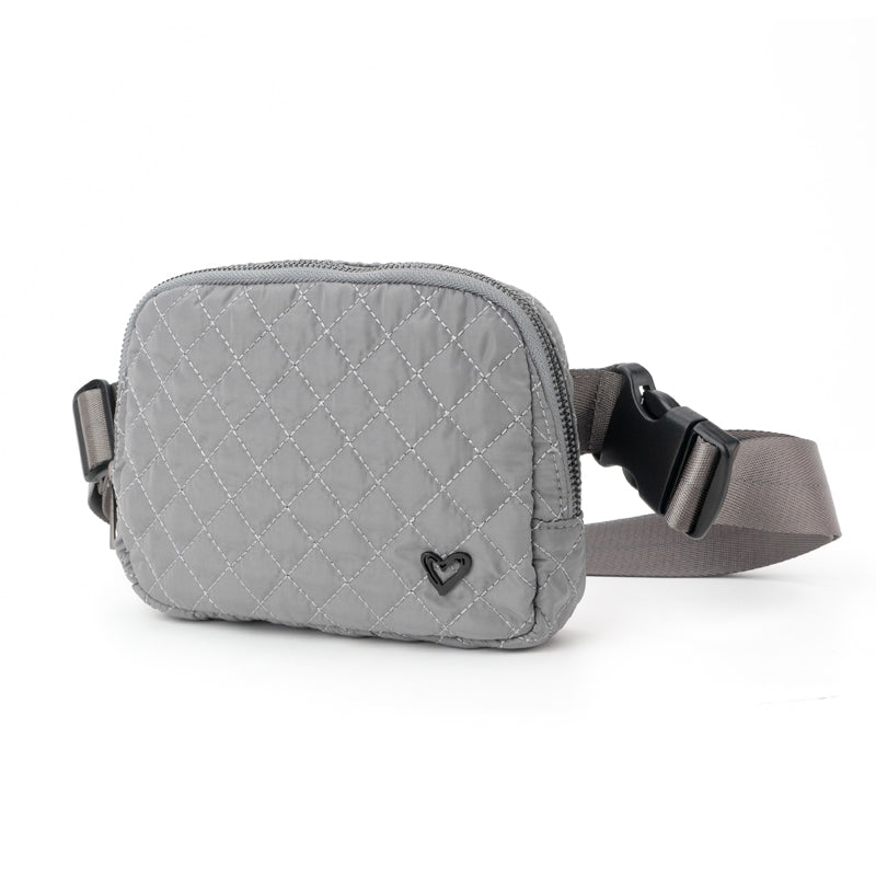 Dixie Quilted Belt/Crossbody Bag - Grey preneLOVE®