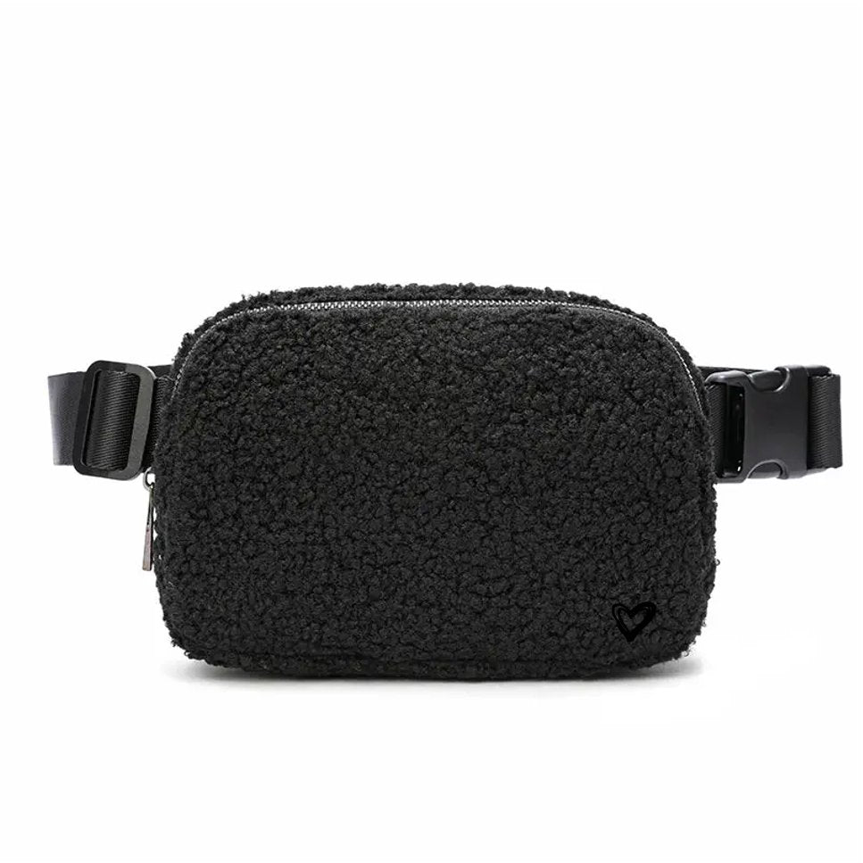 Dixie Sherpa Belt/Crossbody Bag - Black preneLOVE®