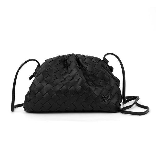 Elgin Woven Vegan Leather Crossbody Clutch - Black preneLOVE®