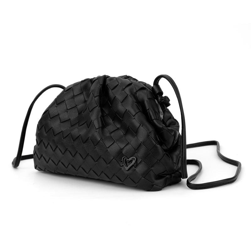 Elgin Woven Vegan Leather Crossbody Clutch - Black preneLOVE®