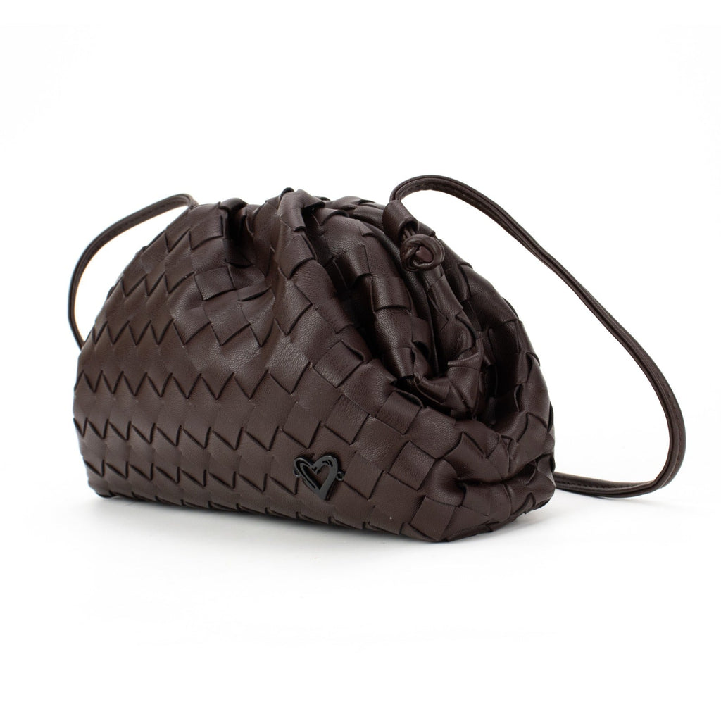 Elgin Woven Vegan Leather Crossbody Clutch - Chocolate preneLOVE®