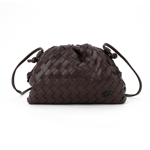 Elgin Woven Vegan Leather Crossbody Clutch - Chocolate preneLOVE®