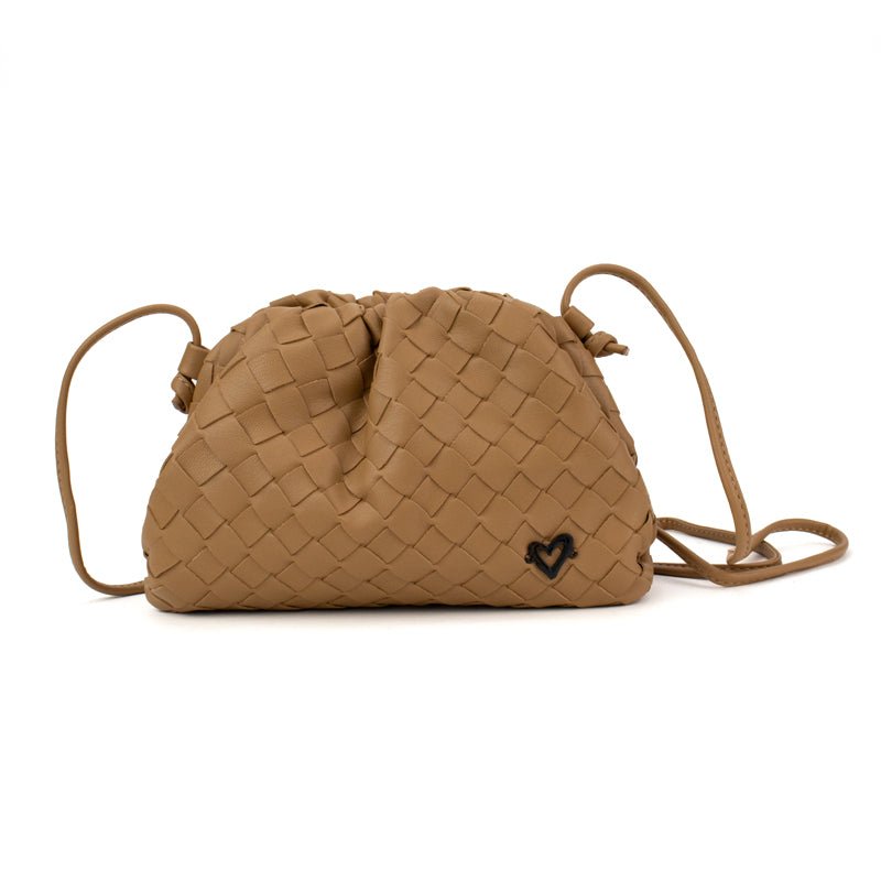 Elgin Woven Vegan Leather Crossbody Clutch - Tan preneLOVE®