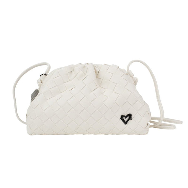 Elgin Woven Vegan Leather Crossbody Clutch - White preneLOVE®