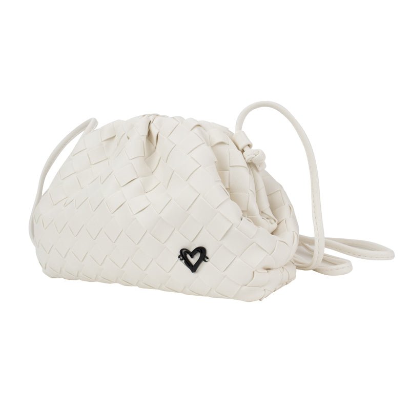 Elgin Woven Vegan Leather Crossbody Clutch - White preneLOVE®