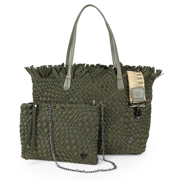IMPERFECT: Vulcan Woven Large Tote (Fringed Top) - Olive preneLOVE®