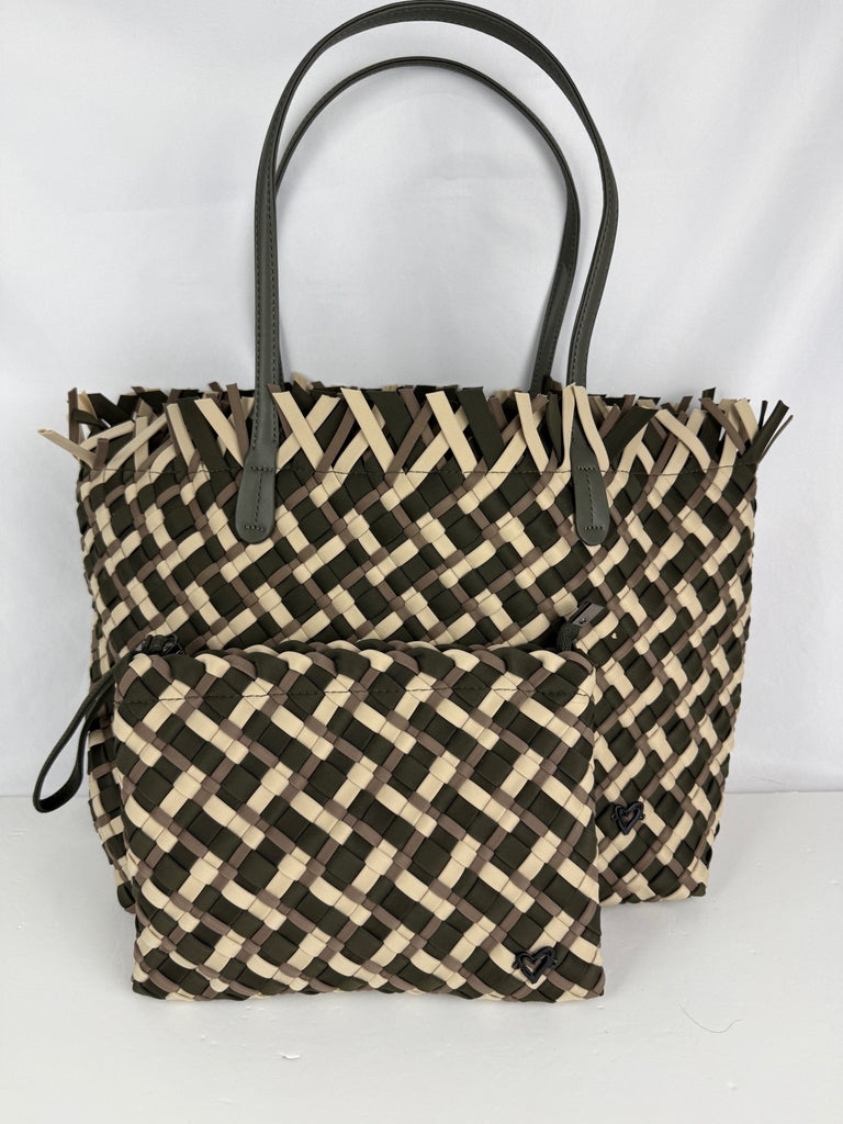 IMPERFECT: Vulcan Woven Large Tote (Fringed Top) - Tri - Color Weave (samples/used in photoshoot) preneLOVE®