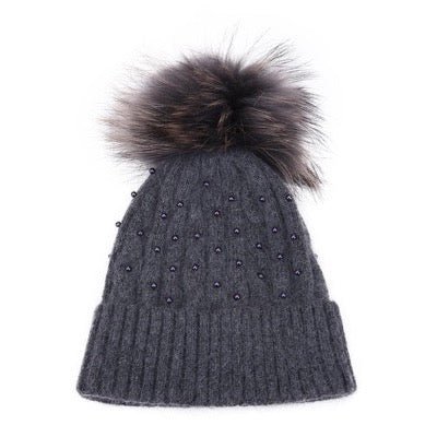 Lily Cable Knit Hat with Tonal Pearls PNYC