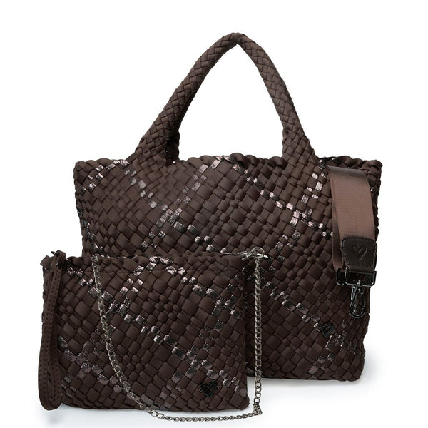 London Large Woven Tote - Espresso & Bronze preneLOVE®