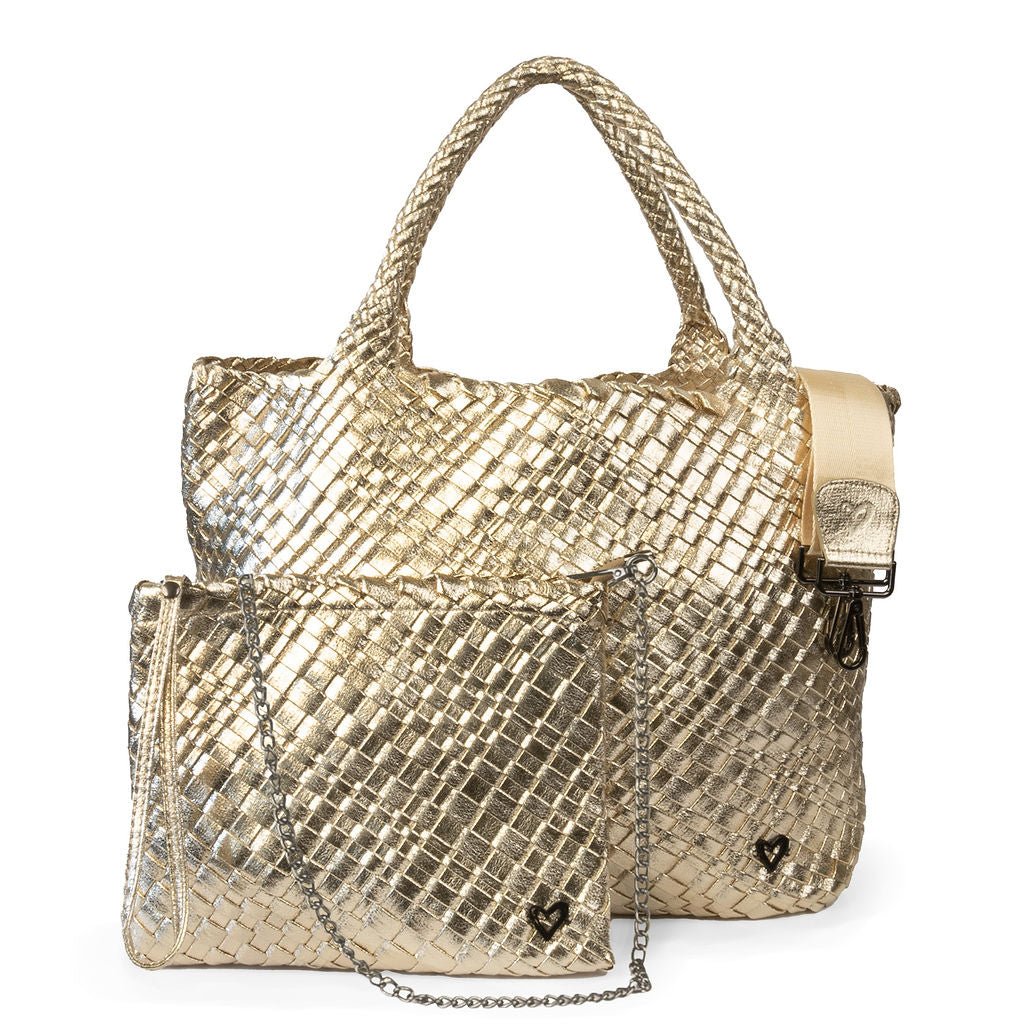 London Large Woven Tote Gold preneLOVE