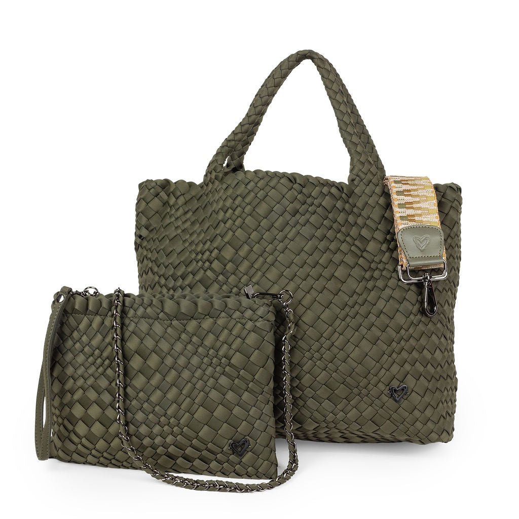 London Large Woven Tote Olive preneLOVE