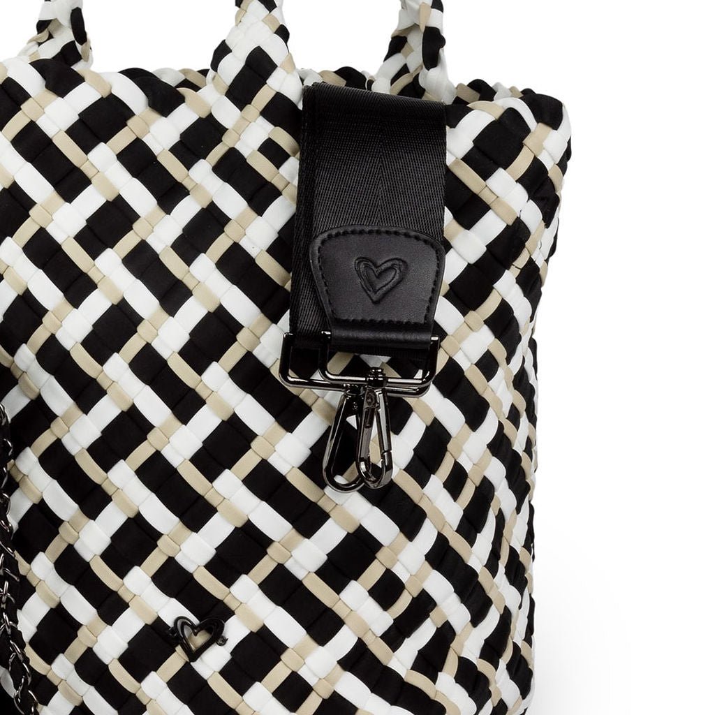 London Large Woven Tote - Tri Mix Black, Tan & White preneLOVE®