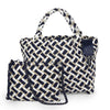 London Large Woven Tote - Tri Mix Navy, Tan & White preneLOVE®