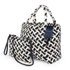 London Large Woven Tote - Tri Mix Navy, Tan & White preneLOVE®