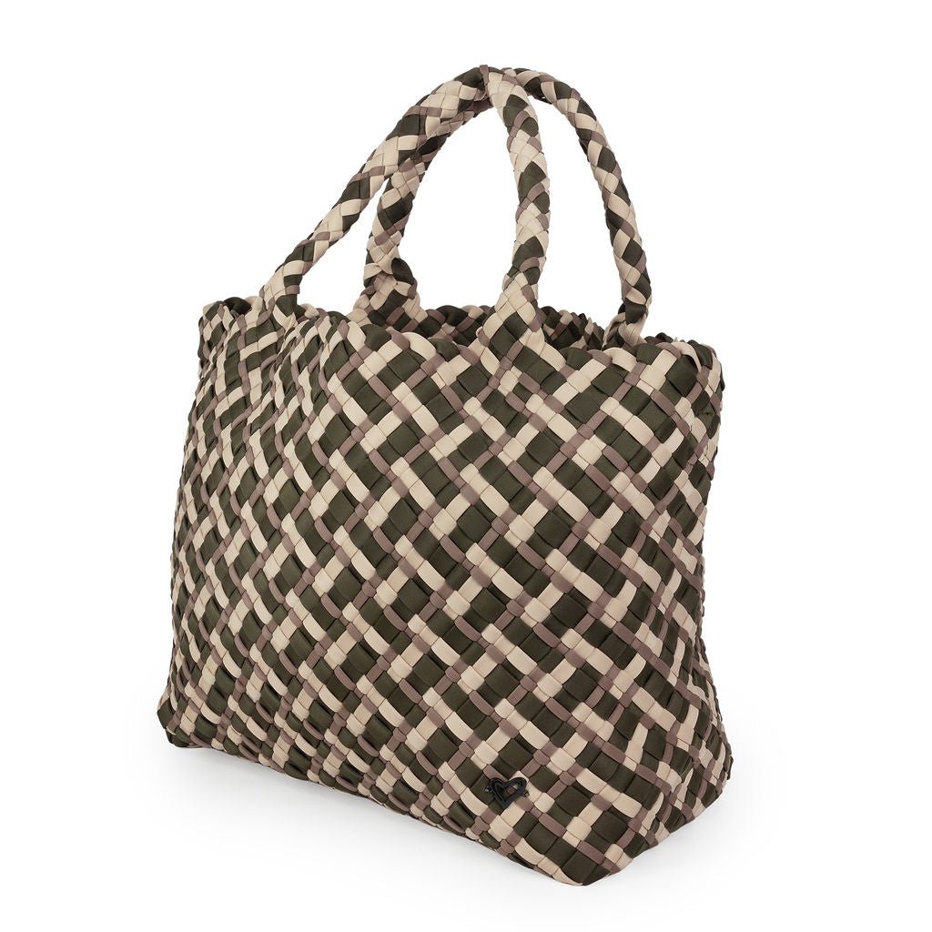 London Large Woven Tote - Tri Mix Olive, Buff & Tan preneLOVE®