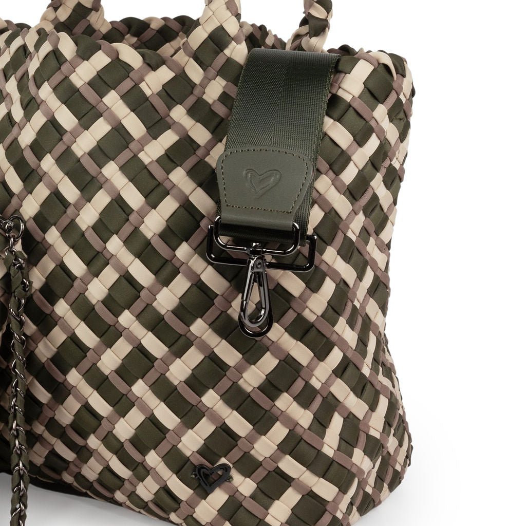 London Large Woven Tote - Tri Mix Olive, Buff & Tan preneLOVE®