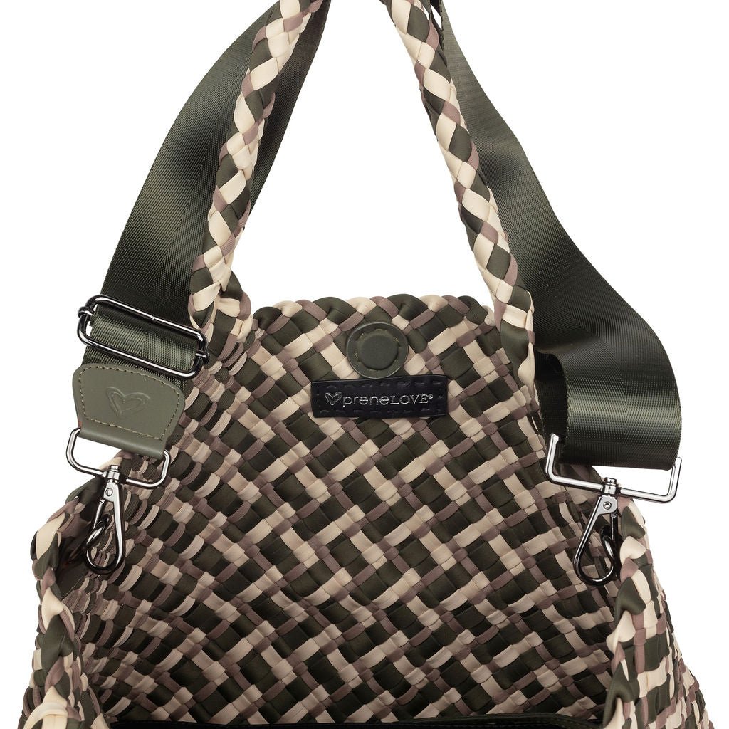 London Large Woven Tote - Tri Mix Olive, Buff & Tan preneLOVE®