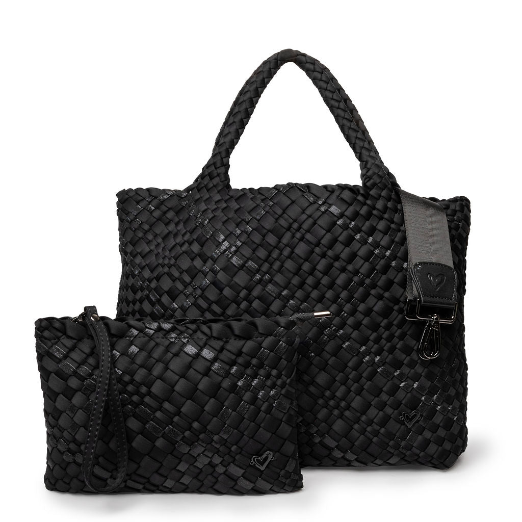 London Woven Large Tote - Nero (Black & Metallic Black) preneLOVE®