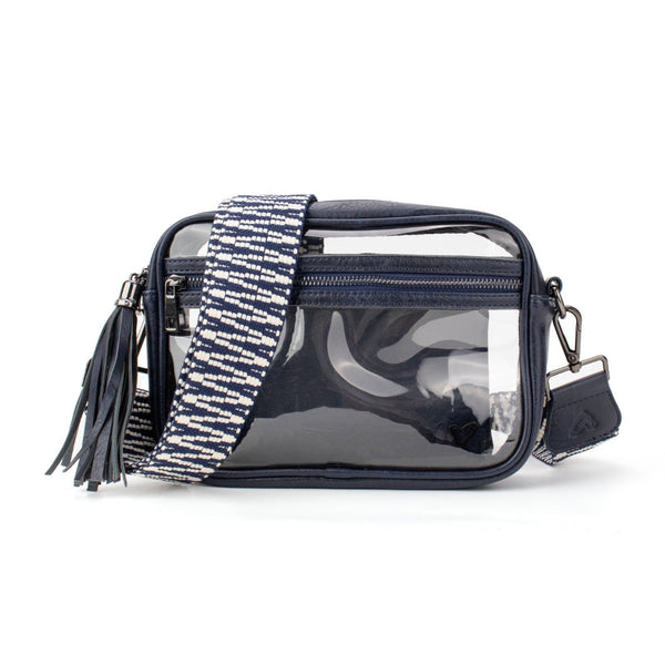 Merlin Clear with Vegan Trim Stadium Crossbody - Navy preneLOVE®