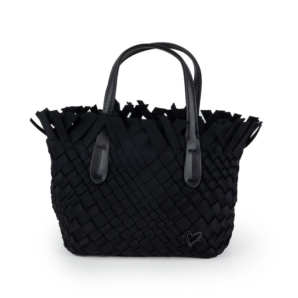 NEW: Barrie Mini Woven Tote (Fringe Top) - Black preneLOVE®