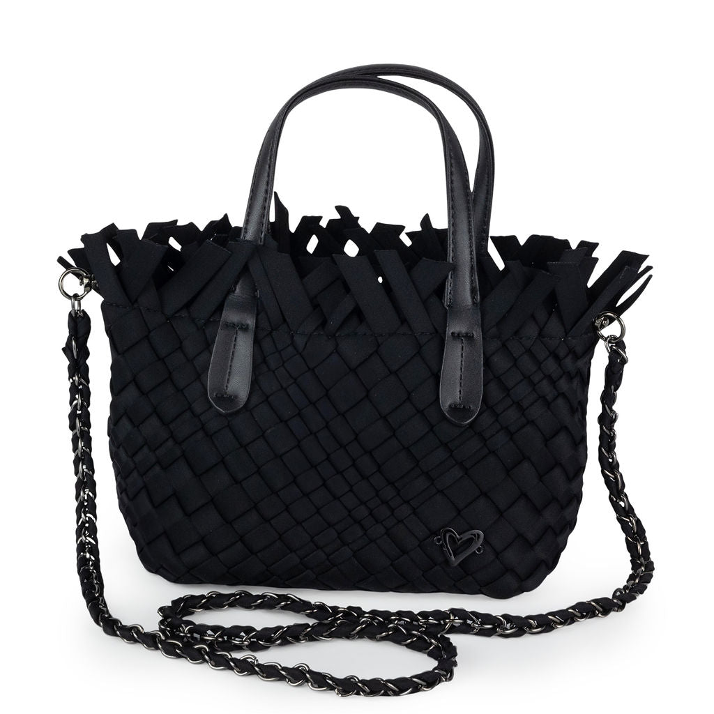 NEW: Barrie Mini Woven Tote (Fringe Top) - Black preneLOVE®