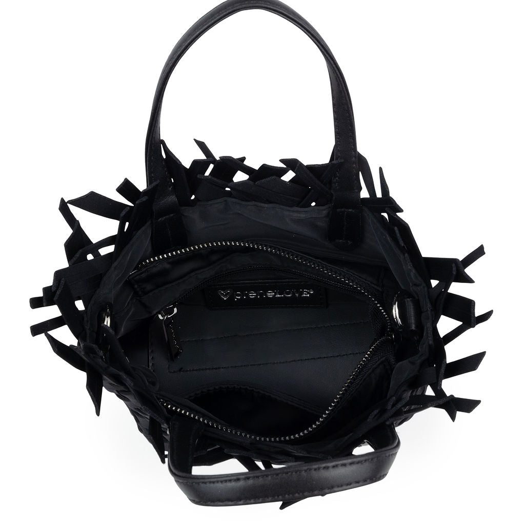 NEW: Barrie Mini Woven Tote (Fringe Top) - Black preneLOVE®