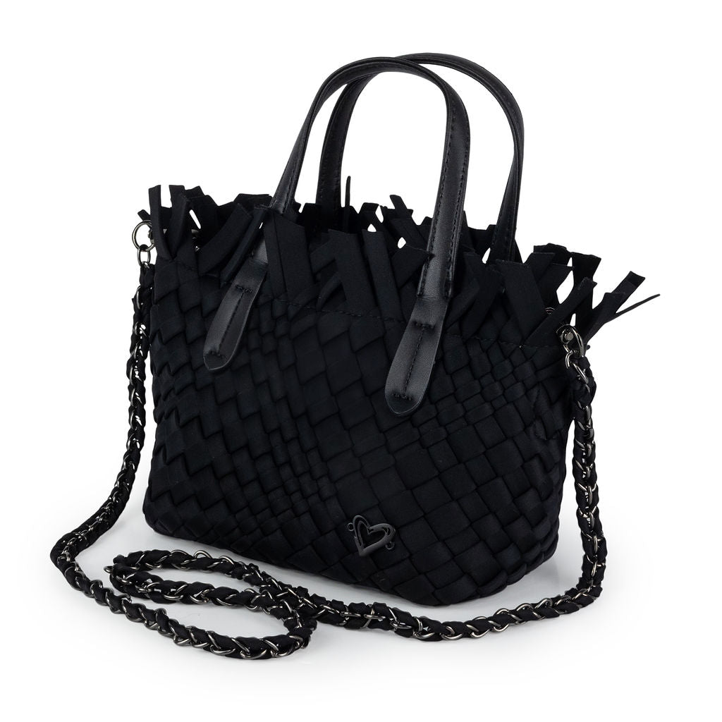 NEW: Barrie Mini Woven Tote (Fringe Top) - Black preneLOVE®