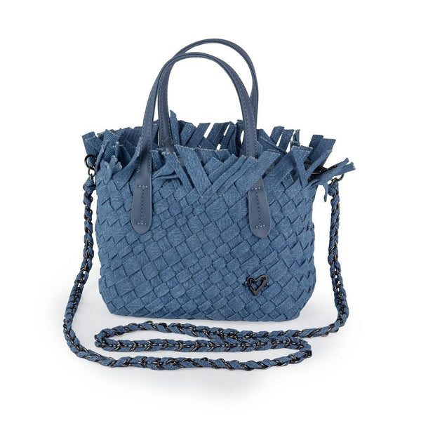 NEW Barrie Mini Woven Tote (Fringe Top) - Denim preneLOVE®