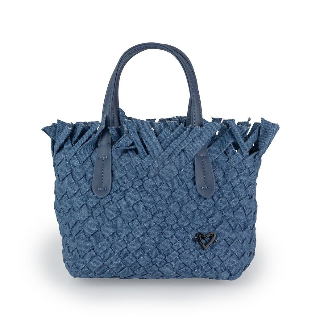 NEW Barrie Mini Woven Tote (Fringe Top) - Denim preneLOVE®