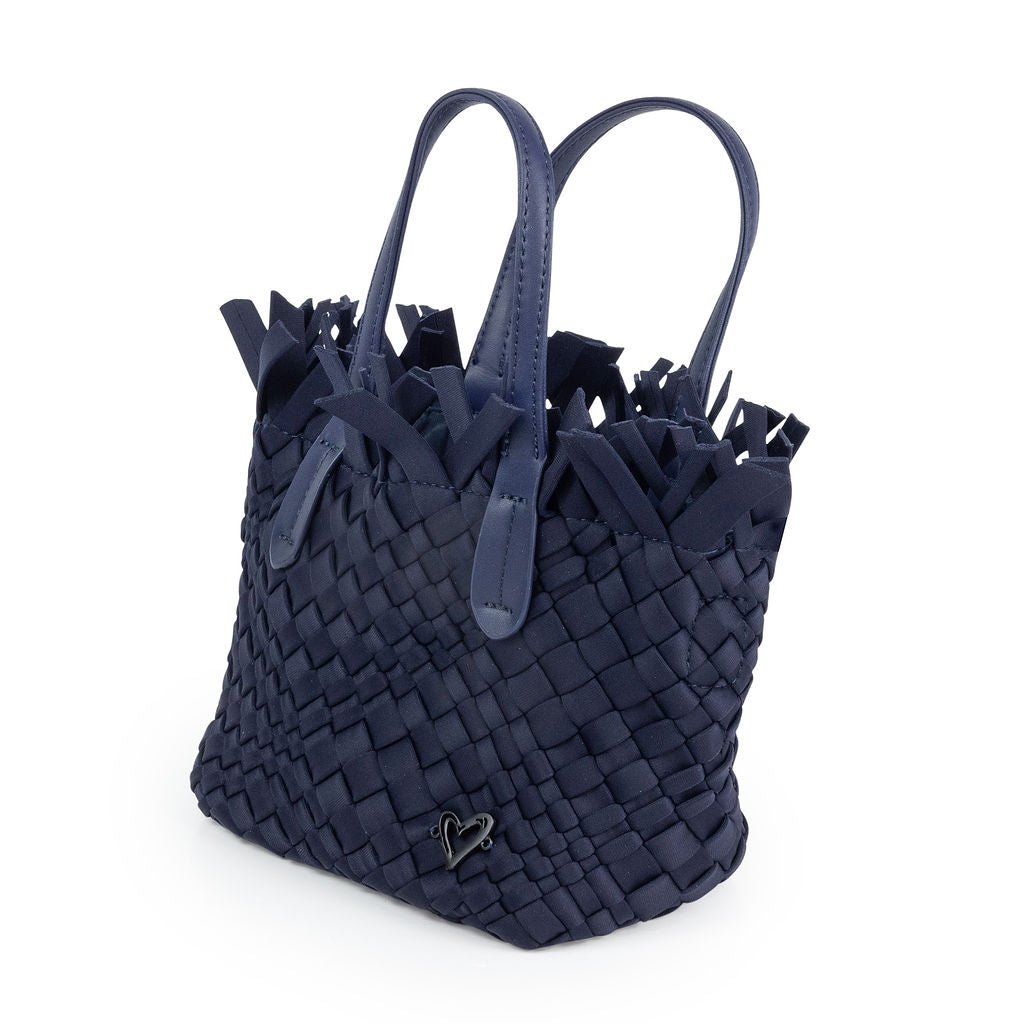 NEW: Barrie Mini Woven Tote (Fringe Top) - Navy preneLOVE®