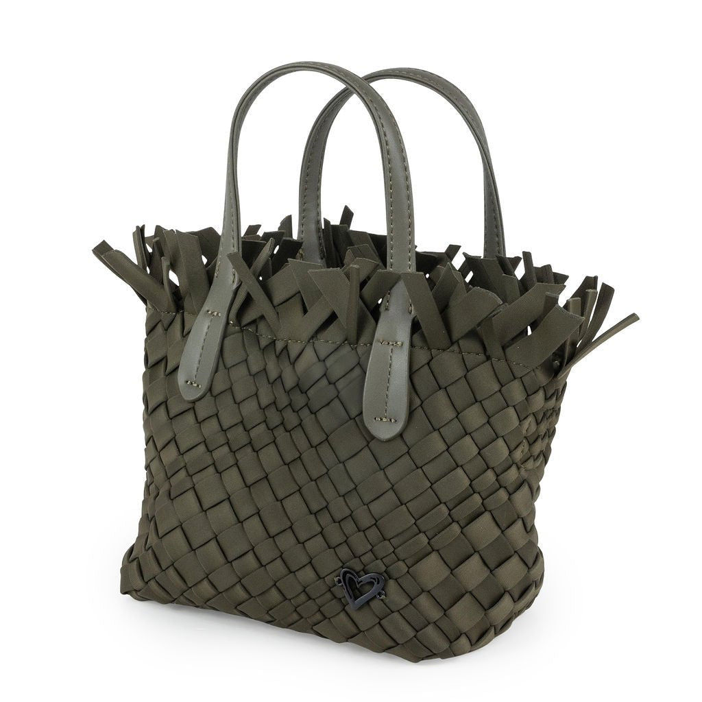 NEW: Barrie Mini Woven Tote (Fringe Top) - Olive preneLOVE®