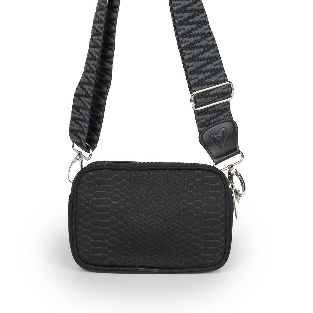 NEW: Black Snake - embossed Dual Zipper Belt/Crossbody Bag preneLOVE®