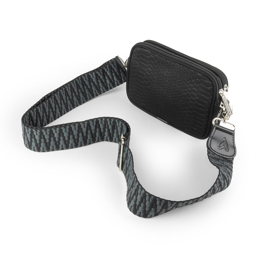 NEW: Black Snake - embossed Dual Zipper Belt/Crossbody Bag preneLOVE®