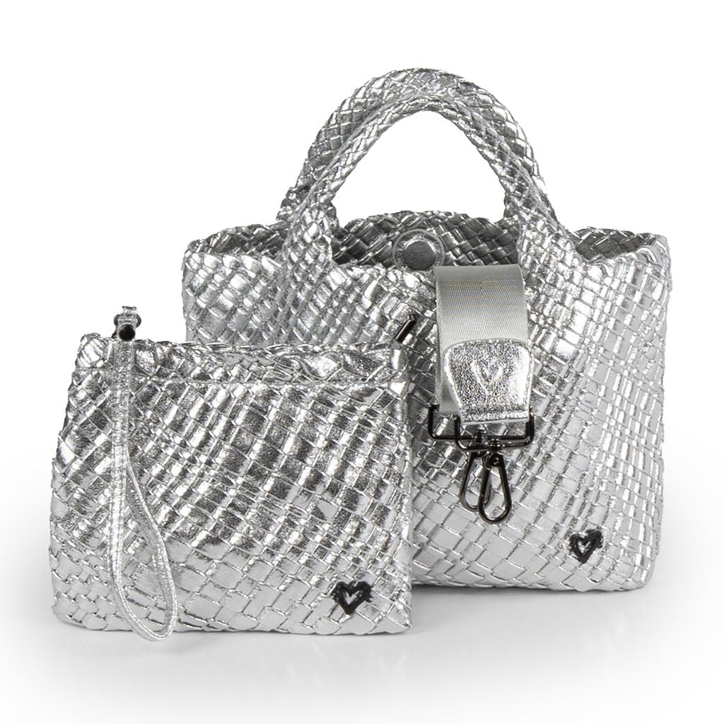 NEW: Brandon Small Woven Tote - Silver preneLOVE®