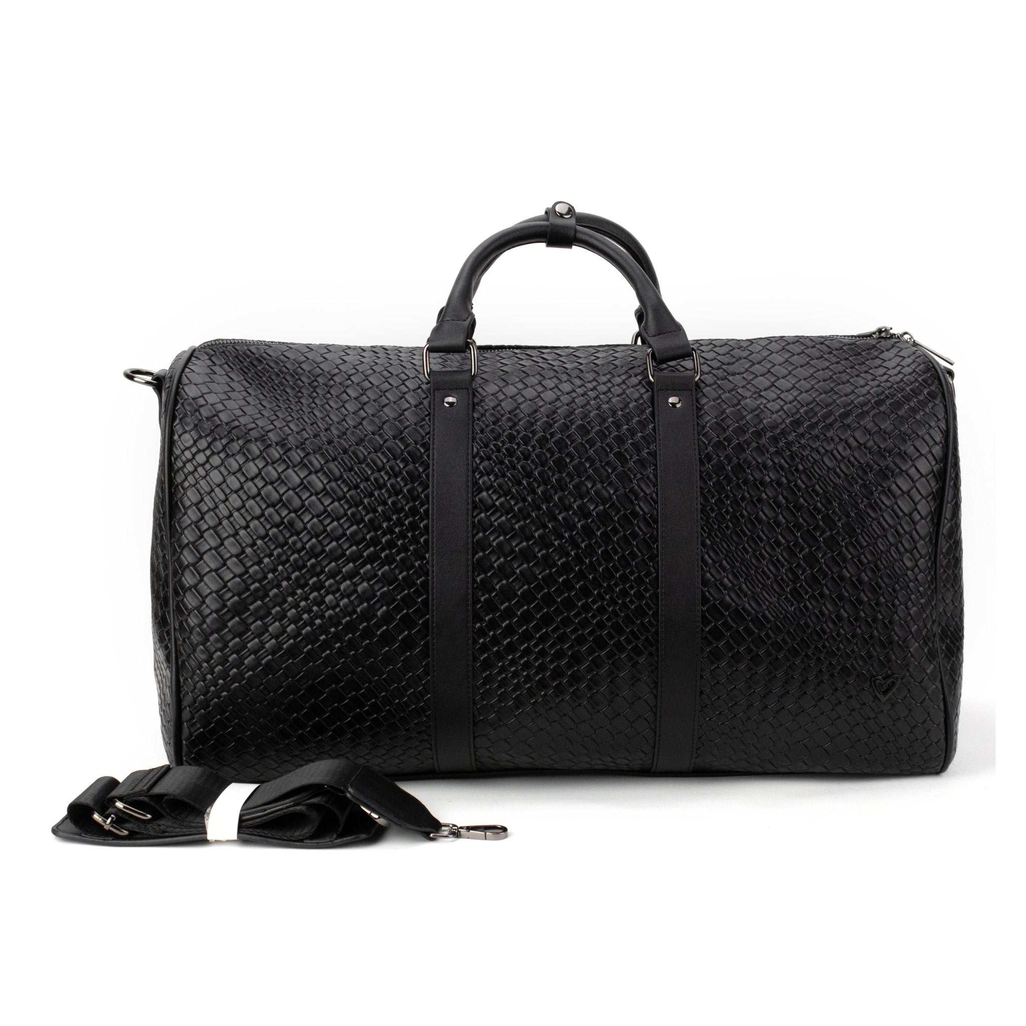 Brock Vegan Leather Woven Duffle Bag - Black - preneLOVE®