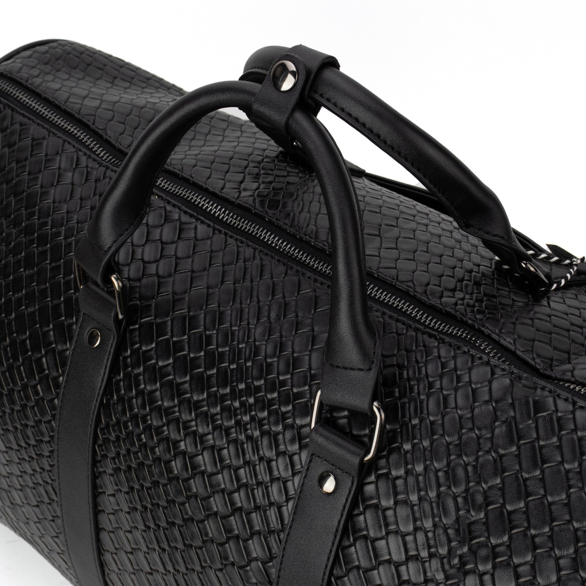 Brock Vegan Leather Woven Duffle Bag - Black - preneLOVE®