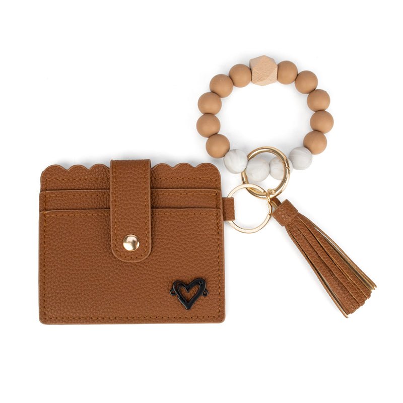 NEW: Calgary Vegan Leather Bracelet Card Case - Tan Scalloped preneLOVE®