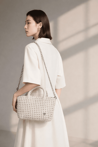 NEW: Cambridge Small Hand - knotted Tote - Bone preneLOVE®