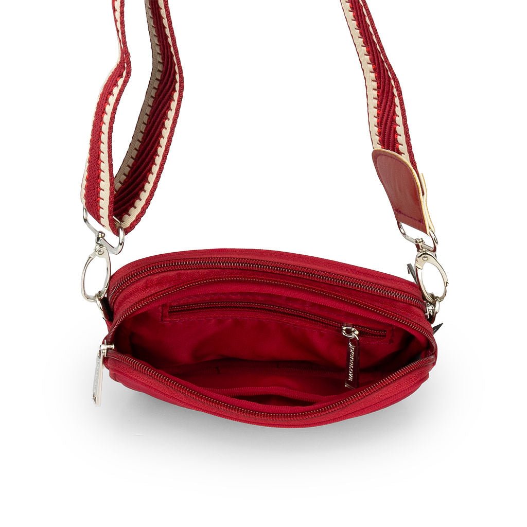 NEW: Cranberry Red Snake - embossed Dual Zipper Belt/Crossbody Bag preneLOVE®