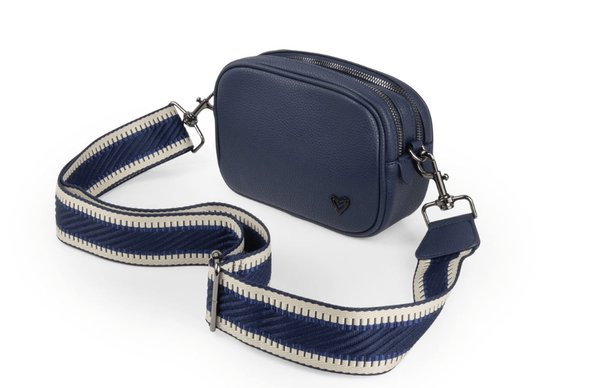NEW: Durham Vegan Leather Crossbody - Navy preneLOVE®