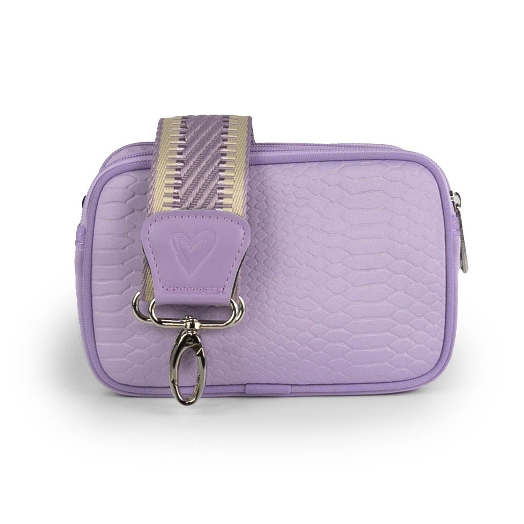 NEW: Lavender Snake - embossed Dual Zipper Belt/Crossbody Bag preneLOVE®