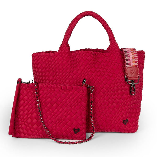 NEW: London Large Woven Tote - Cranberry Red preneLOVE®