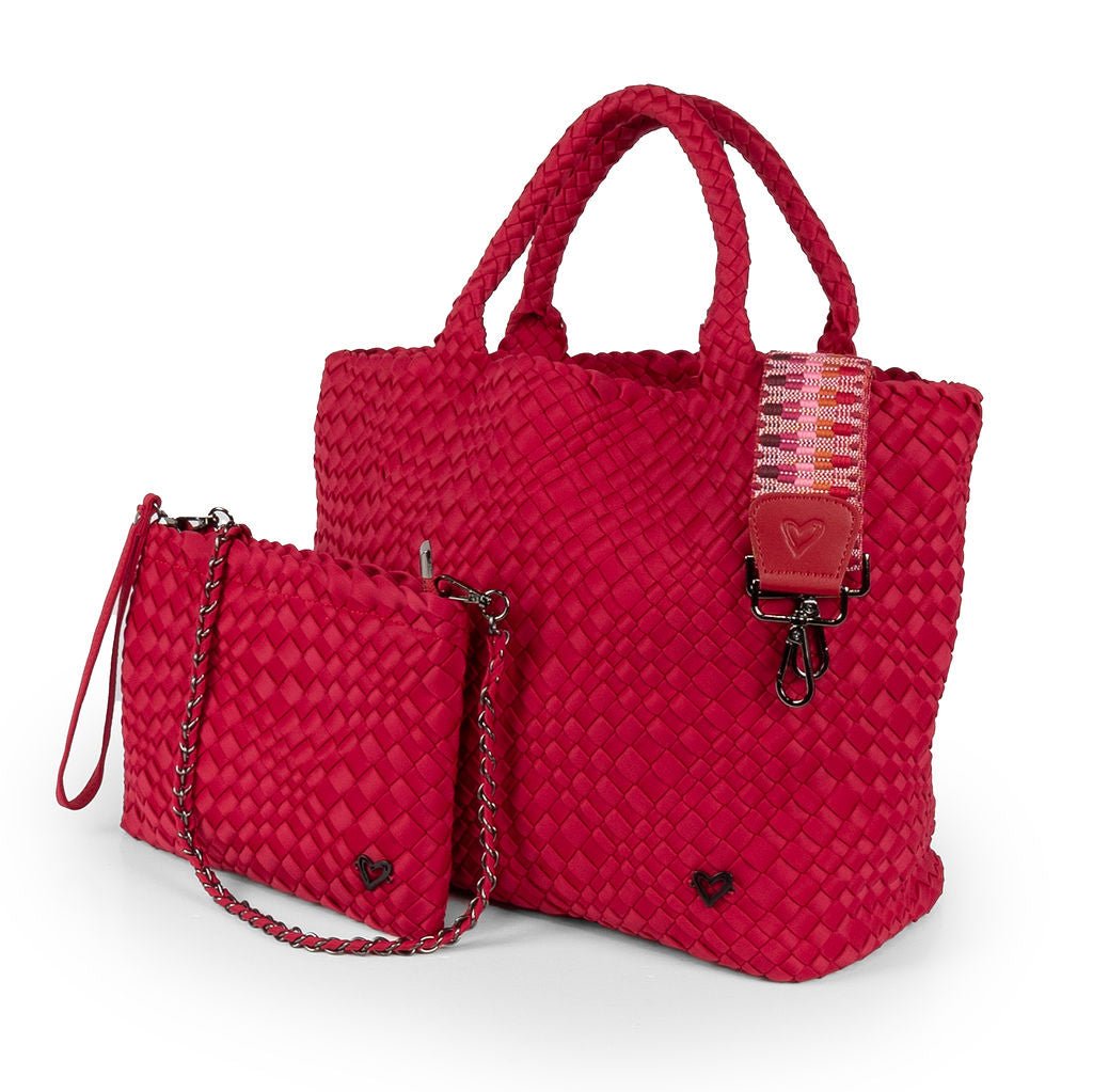 NEW: London Large Woven Tote - Cranberry Red preneLOVE®